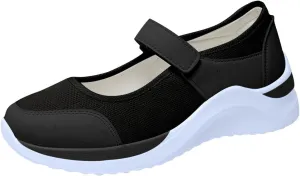 Black Walking Shoes for Women Casual Non Slip Orthopedic Shoe Adjustable Strap Hikng Sports Sneakers Footwear