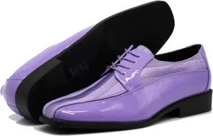 BMY Men's Striped Satin Matching Patent Upper Oxfords Formal Dress Shoes
