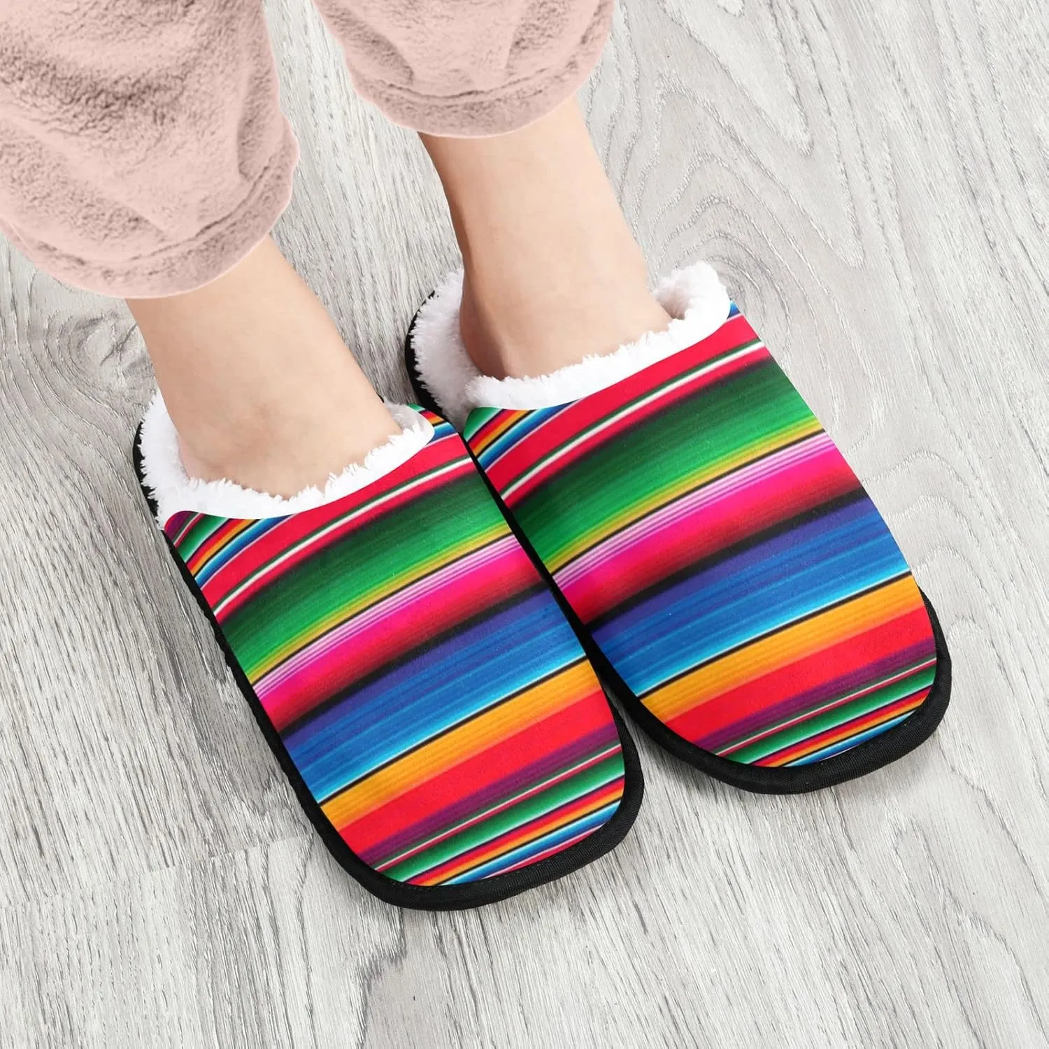 Boccsty Snowflakes Soft House Slippers Shoes Red Black Buffalo Plaid Spa Slippers House Shoes Memory Foam Slippers Non-Slip Home Shoes for Men Woman