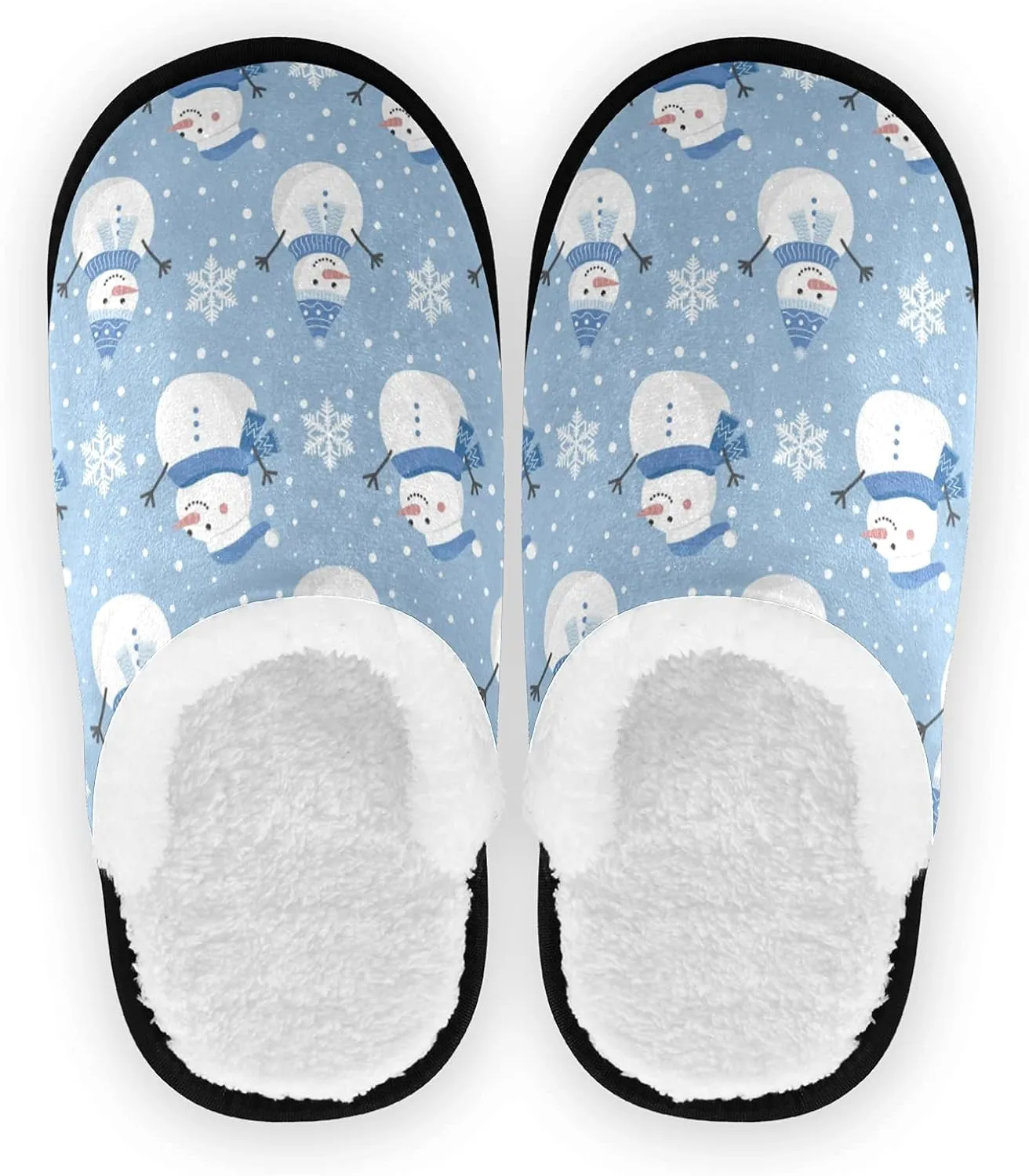 Boccsty Snowflakes Soft House Slippers Shoes Red Black Buffalo Plaid Spa Slippers House Shoes Memory Foam Slippers Non-Slip Home Shoes for Men Woman