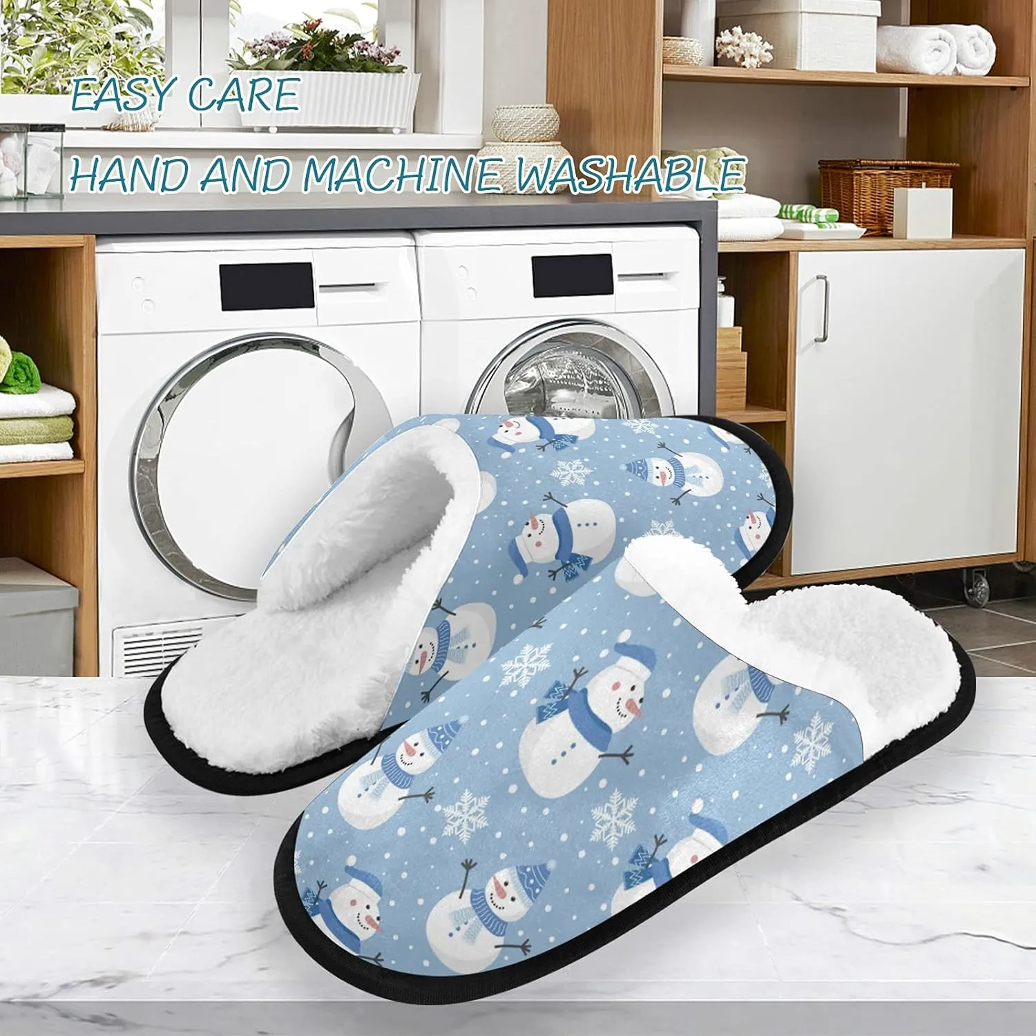 Boccsty Snowflakes Soft House Slippers Shoes Red Black Buffalo Plaid Spa Slippers House Shoes Memory Foam Slippers Non-Slip Home Shoes for Men Woman