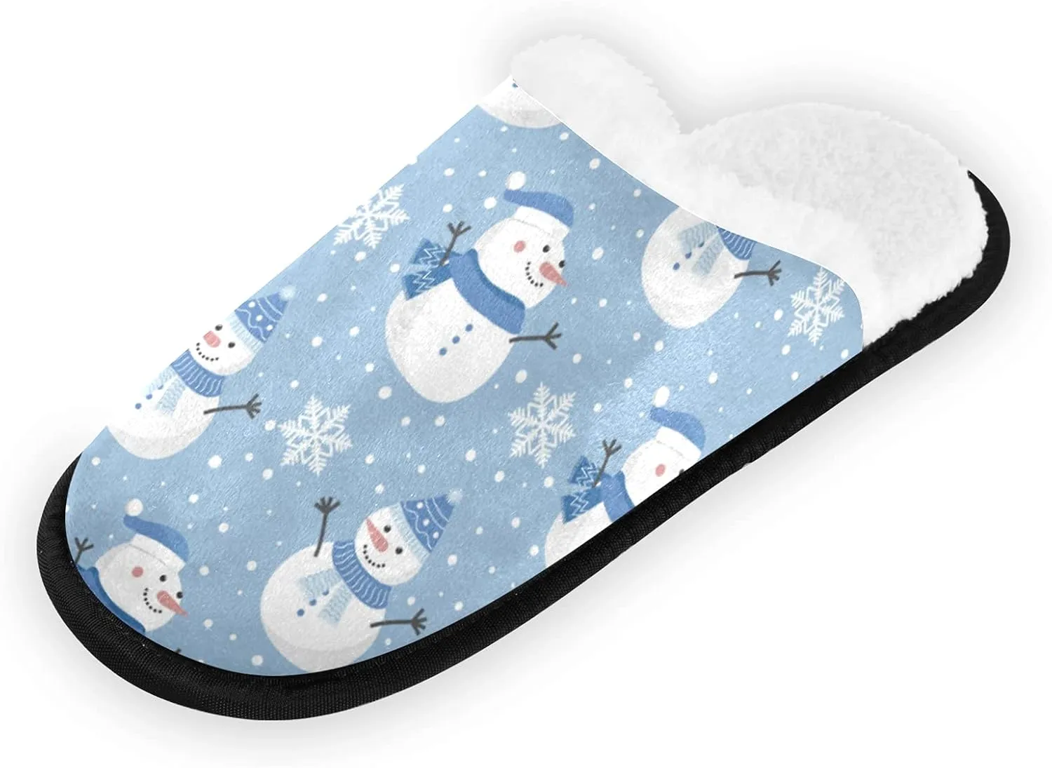 Boccsty Snowflakes Soft House Slippers Shoes Red Black Buffalo Plaid Spa Slippers House Shoes Memory Foam Slippers Non-Slip Home Shoes for Men Woman