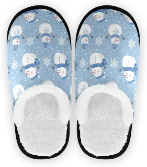 Boccsty Snowflakes Soft House Slippers Shoes Red Black Buffalo Plaid Spa Slippers House Shoes Memory Foam Slippers Non-Slip Home Shoes for Men Woman