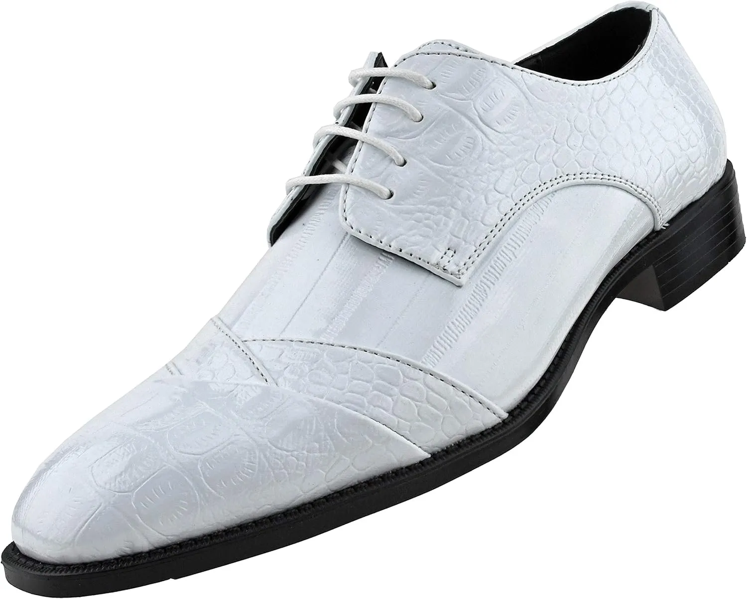 Bolano Bandit, Cap Toe Oxford Dress Shoes for Men, Men's Formal Dress Shoes with Alligator Print, Croc Folded Oxfords