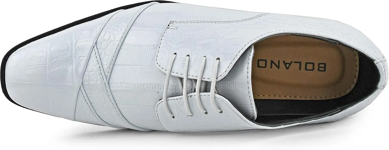 Bolano Bandit, Cap Toe Oxford Dress Shoes for Men, Men's Formal Dress Shoes with Alligator Print, Croc Folded Oxfords