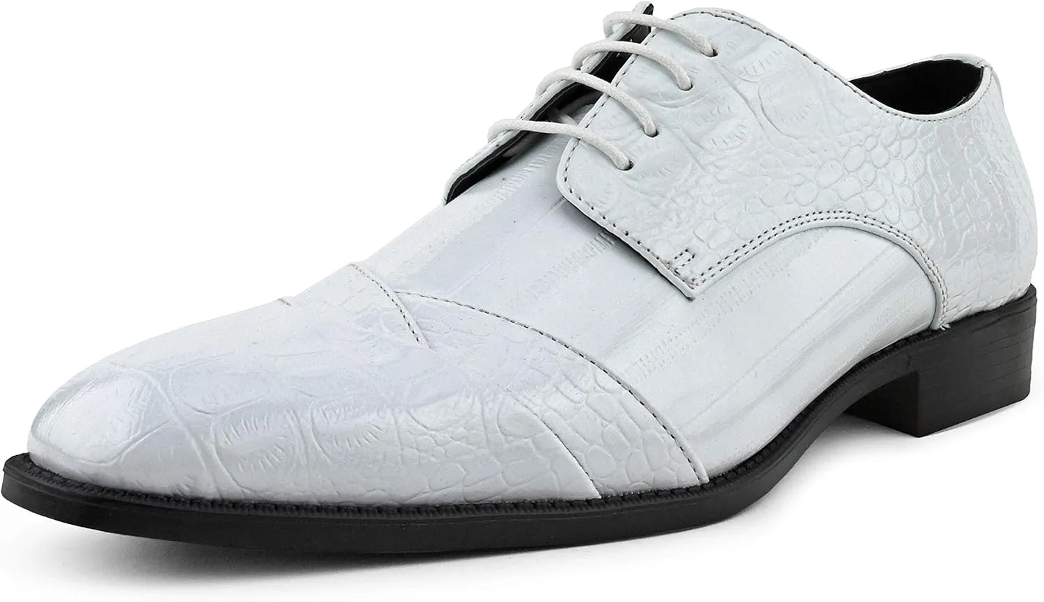 Bolano Bandit, Cap Toe Oxford Dress Shoes for Men, Men's Formal Dress Shoes with Alligator Print, Croc Folded Oxfords