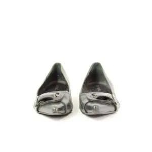Bonbons Grey Leather Pointed Toe Flats