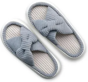 Bow Cross Bands Slippers for Women, Womens Open Toe Slippers, Memory Foam House Slippers for Women, Summer Slippers for Bedroom Indoor Outdoor
