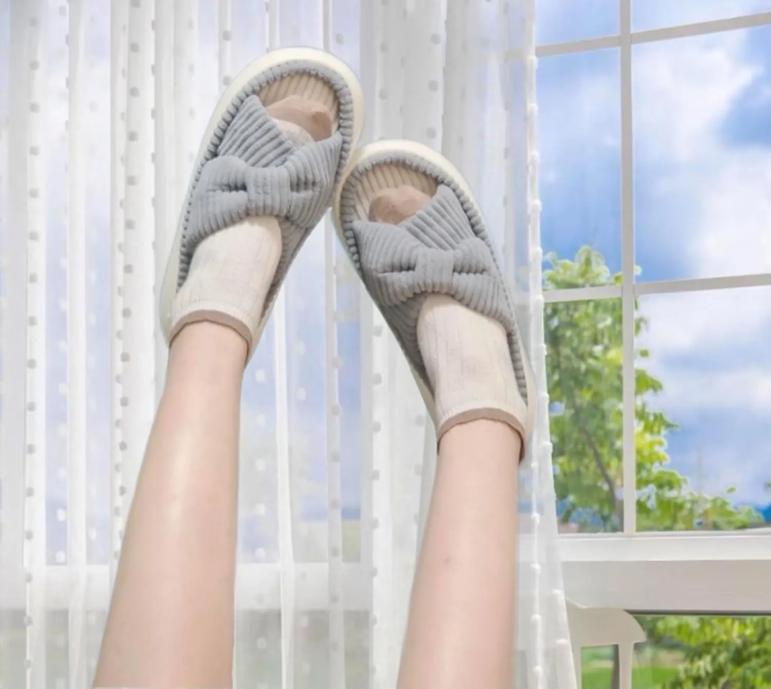 Bow Cross Bands Slippers for Women, Womens Open Toe Slippers, Memory Foam House Slippers for Women, Summer Slippers for Bedroom Indoor Outdoor