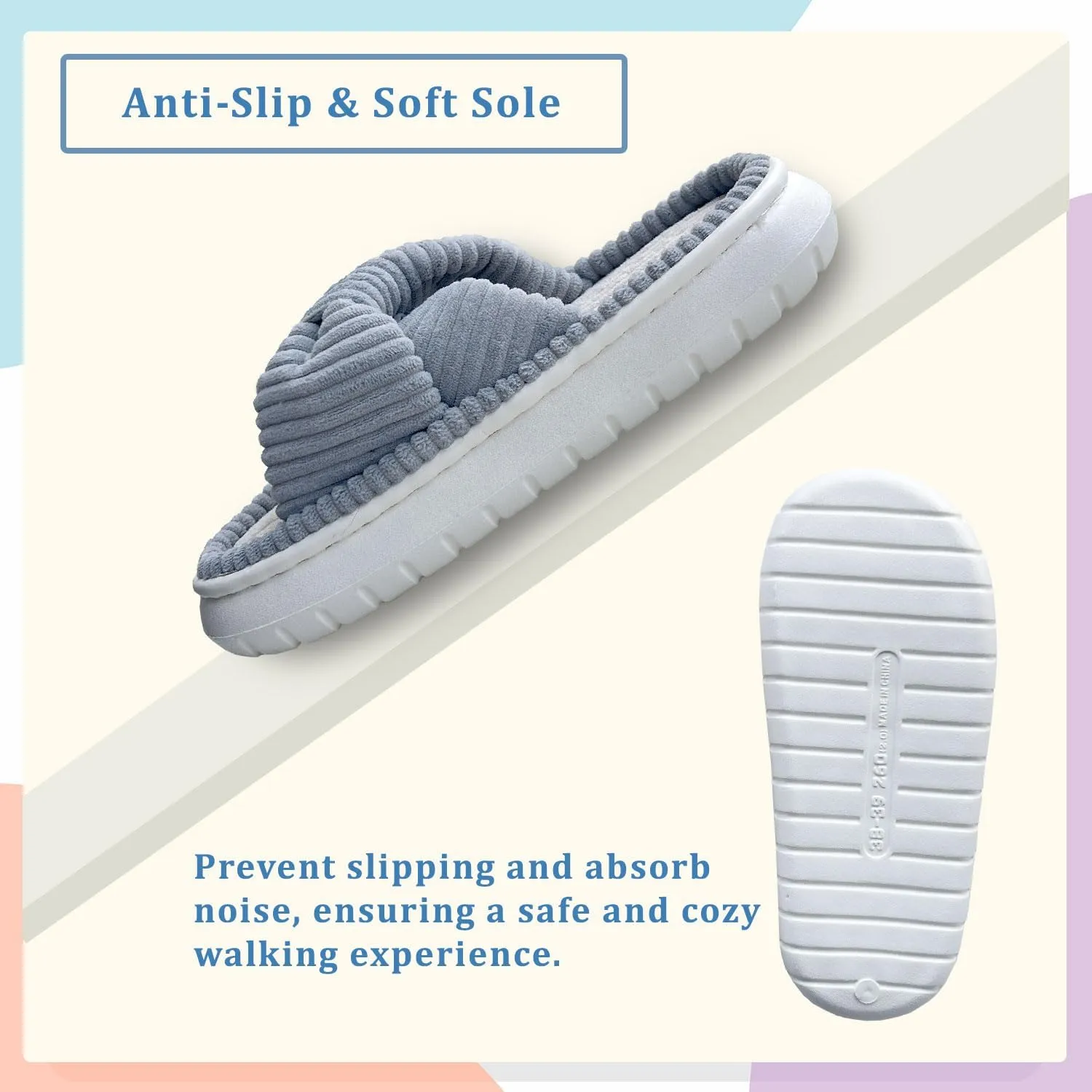 Bow Cross Bands Slippers for Women, Womens Open Toe Slippers, Memory Foam House Slippers for Women, Summer Slippers for Bedroom Indoor Outdoor