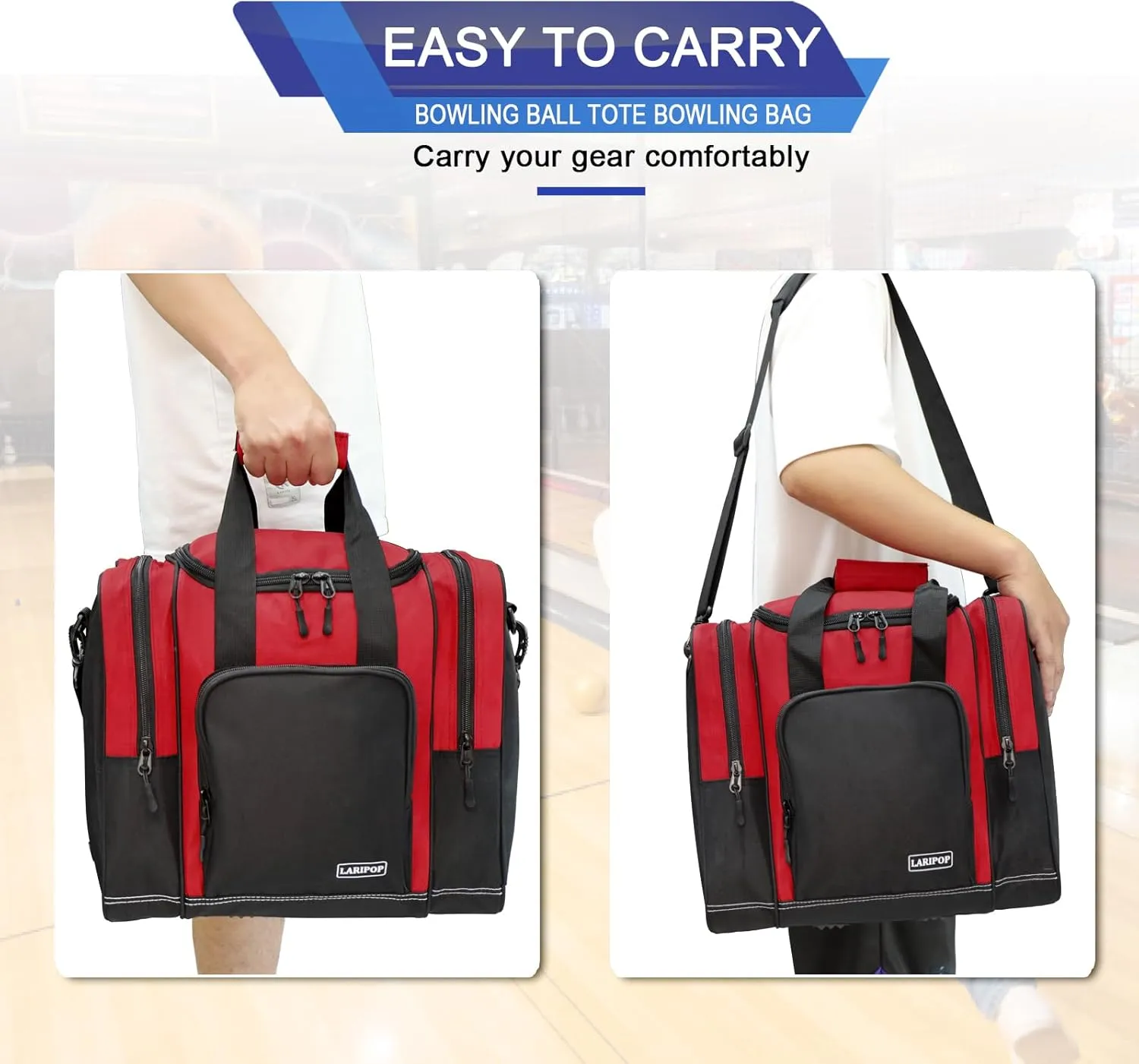 Bowling Ball Bag for Single Ball, 2022 Bowling Ball Tote Bowling bag with Padded Holder - Fits Shoes up to Mens Size 14 and Bowling Accessories