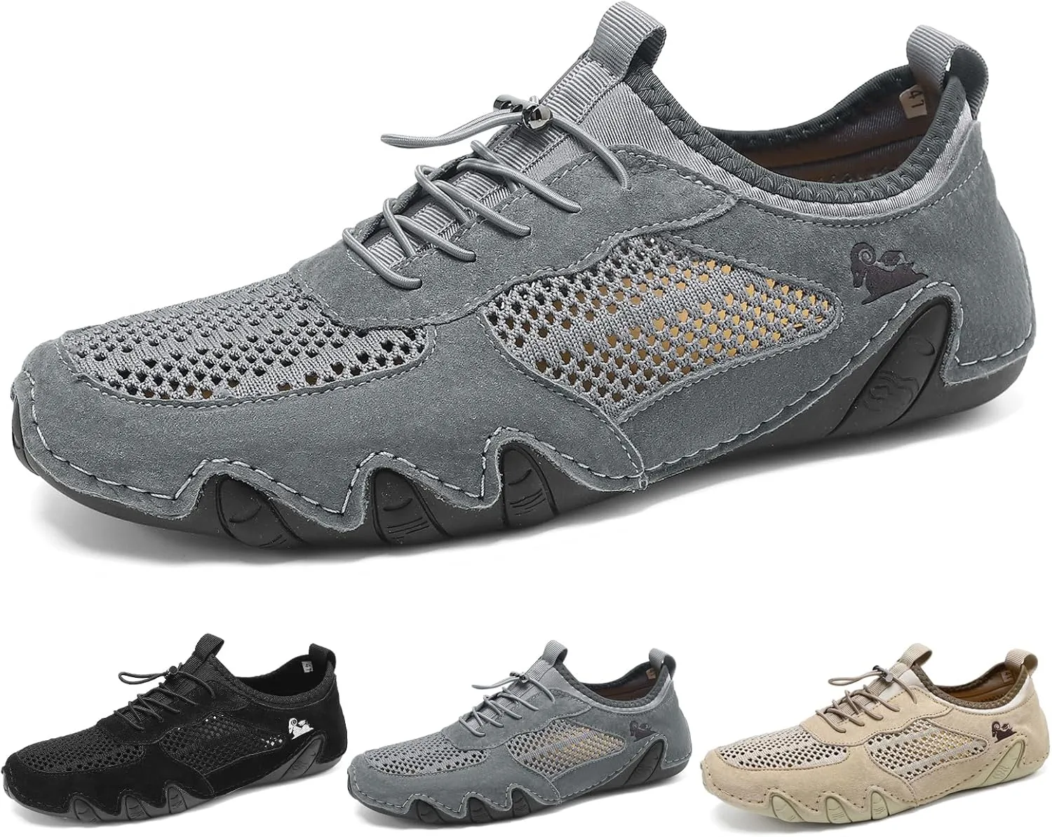 Boxpopla Men's Outdoor Mesh Trail Shoes for Hiking & Walking Slip-on Summer Sports Shoes Breathable Mesh Non-Slip Lightweight Casual Sneakers Camping & Driving