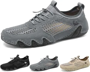 Boxpopla Men's Outdoor Mesh Trail Shoes for Hiking & Walking Slip-on Summer Sports Shoes Breathable Mesh Non-Slip Lightweight Casual Sneakers Camping & Driving