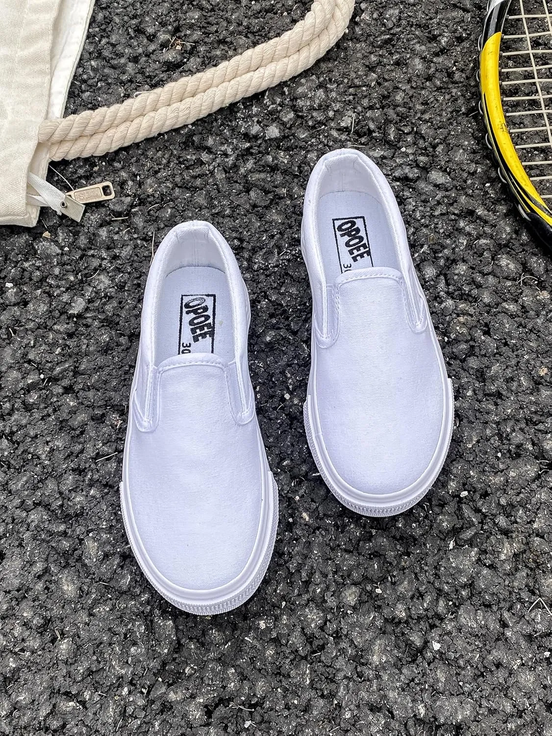 Boys' and Girls' Children's Canvas Shoes, Low Cut Slip-on Sneakers Shoes, Start School Season White Shoes, Fashion Toddler Little Kid Big Kid Skateboarding Shoes