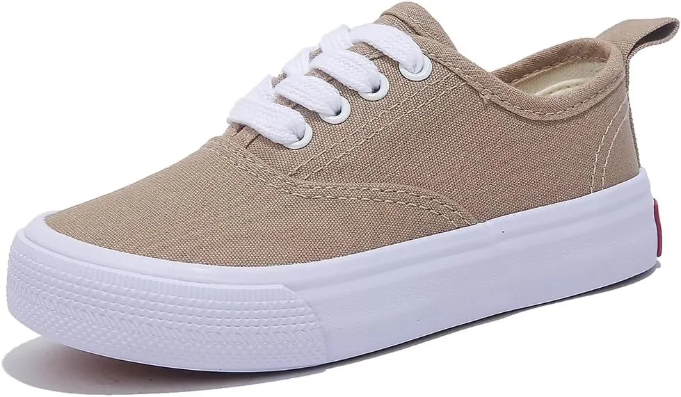 Boys and Girls Low Top Sports Shoes Lace up Canvas Children's Shoes Comfortable and Lightweight Skateboarding Shoes