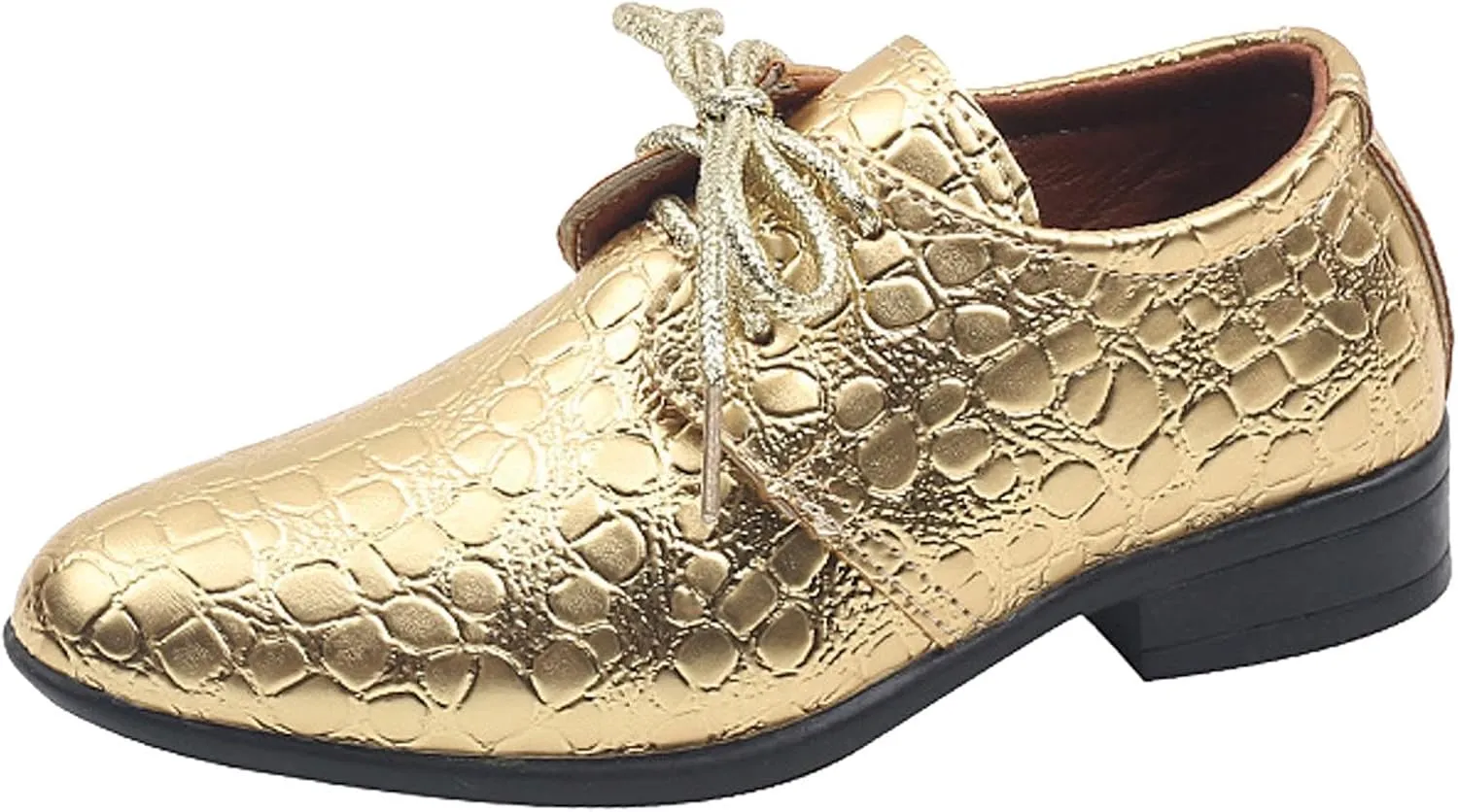 Boys Dress Shoes Toddler Kids Retro Pointed Toe Low Heel Lace Up Comfort Leather Shoes Dance Party Birthday Performance Shows