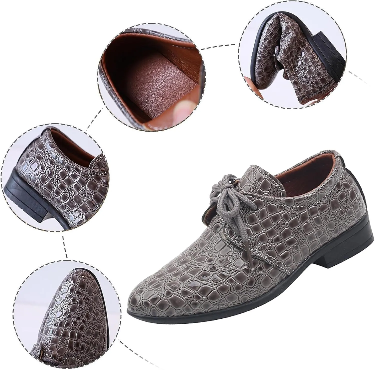 Boys Dress Shoes Toddler Kids Retro Pointed Toe Low Heel Lace Up Comfort Leather Shoes Dance Party Birthday Performance Shows