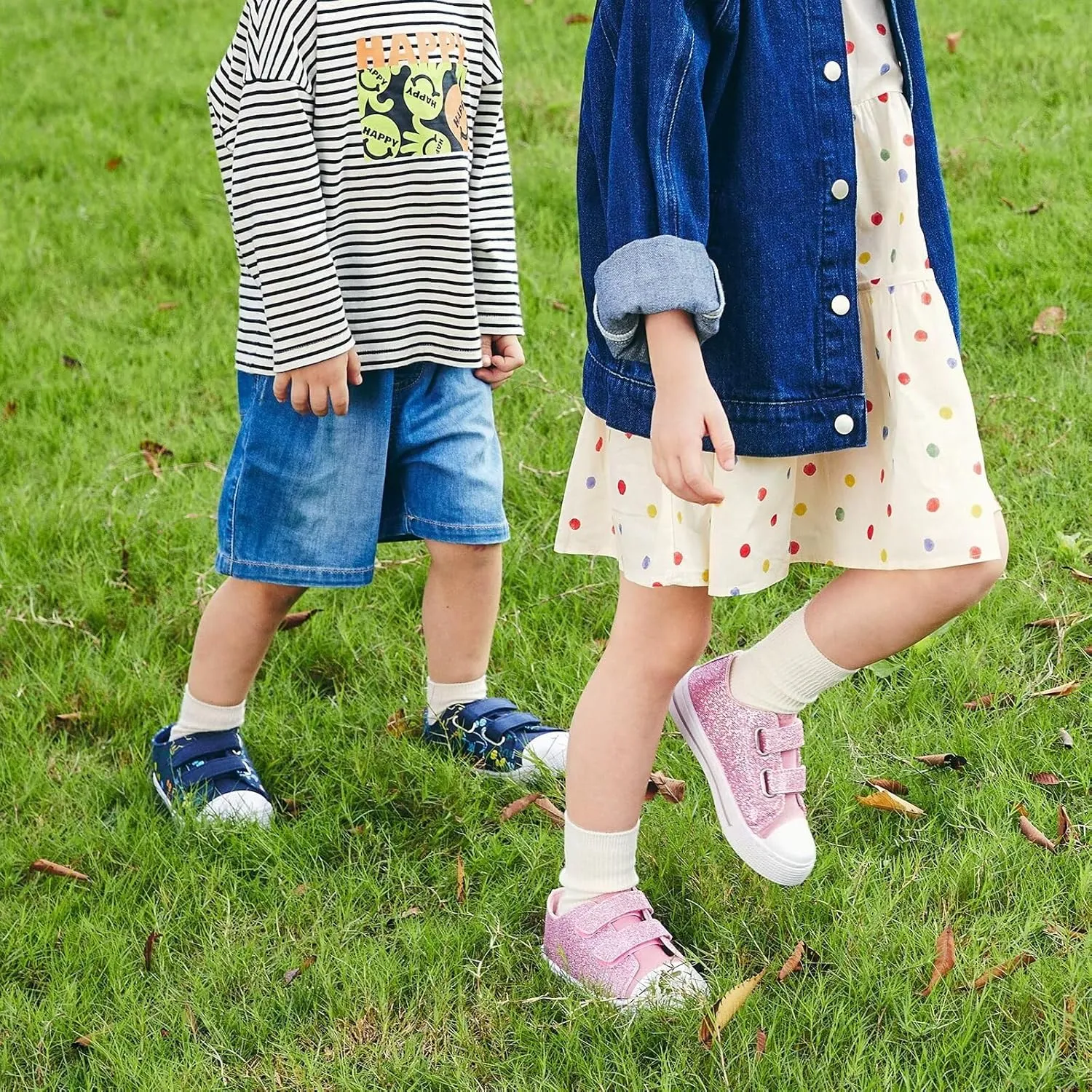 Boys Girls Sneakers Toddler Canvas Shoes Kids Walking Shoes with Hook and Loops