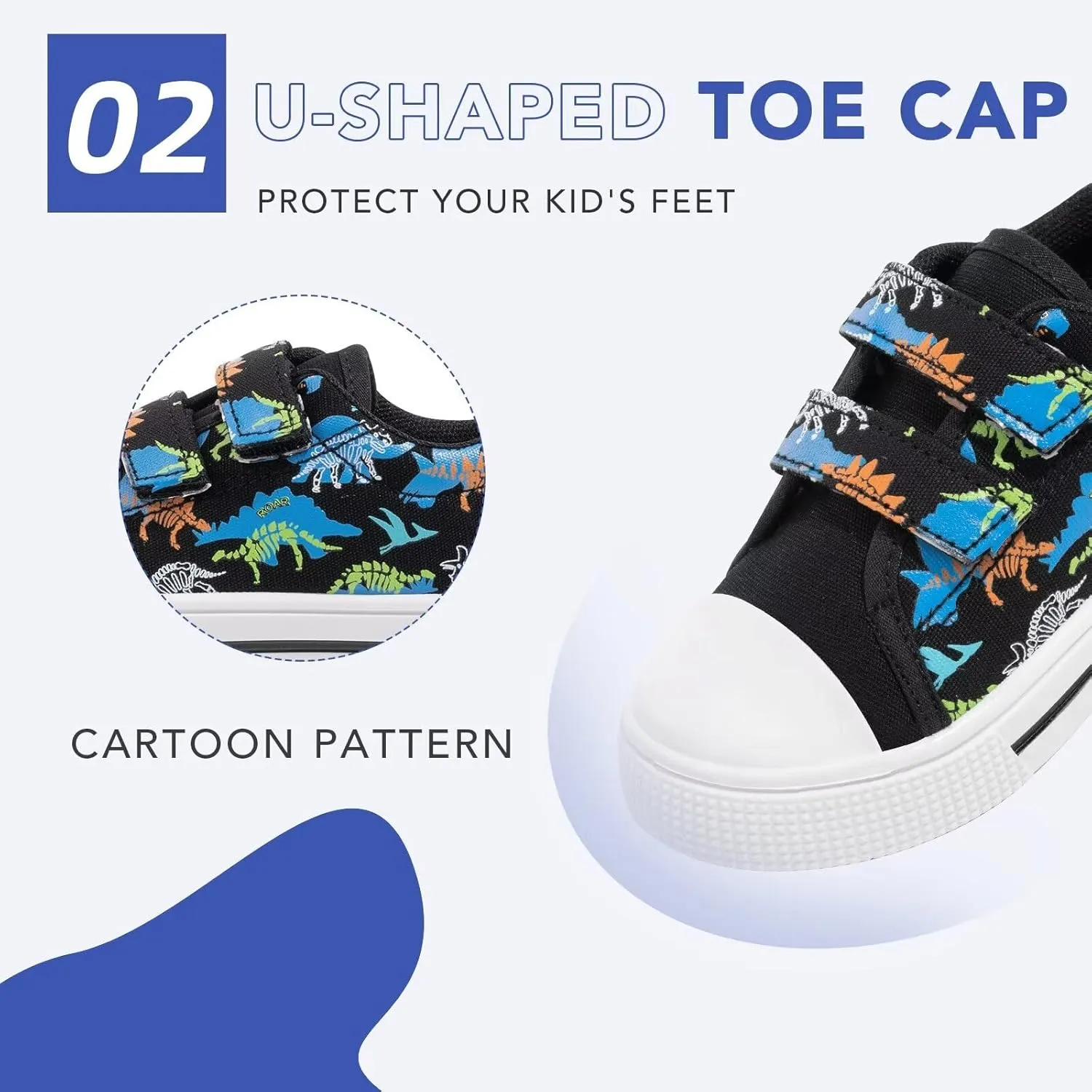 Boys Girls Sneakers Toddler Canvas Shoes Kids Walking Shoes with Hook and Loops