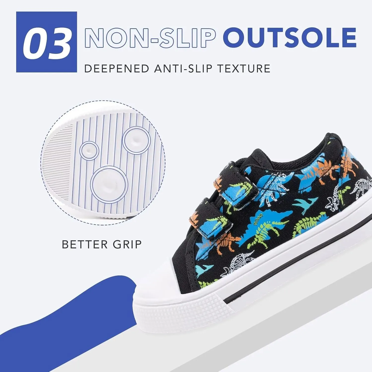 Boys Girls Sneakers Toddler Canvas Shoes Kids Walking Shoes with Hook and Loops