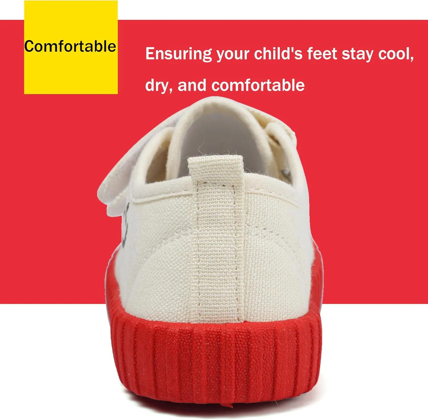 Boy's Girl's Toddlers Canvas Shoes Slip-On Lightweight Kids Sneakers Hook and Loops Casual Skin-Friendly Walking Running Shoes with Multicolor Sole (Toddler/Little Kids)