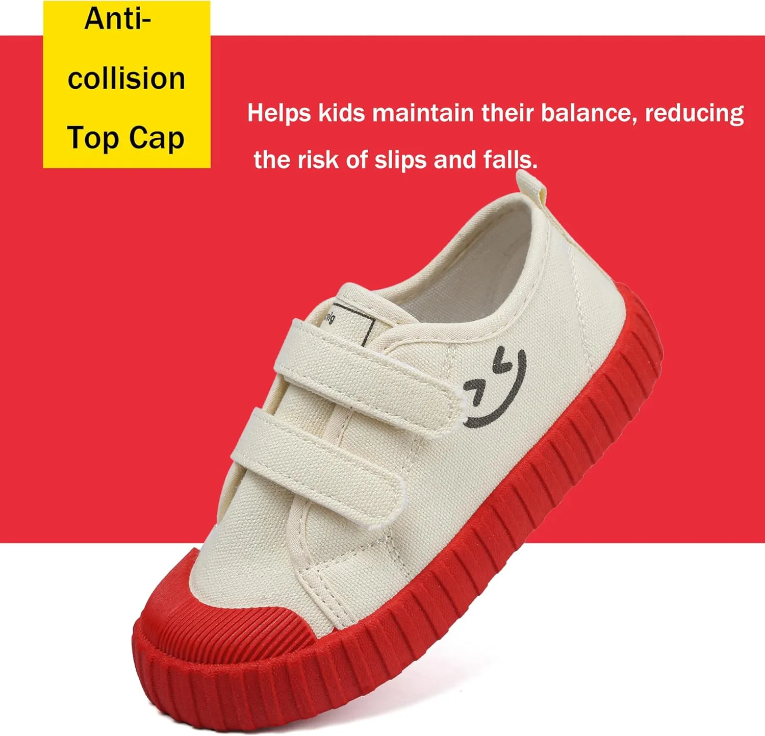 Boy's Girl's Toddlers Canvas Shoes Slip-On Lightweight Kids Sneakers Hook and Loops Casual Skin-Friendly Walking Running Shoes with Multicolor Sole (Toddler/Little Kids)