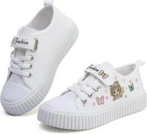 Boy's Girl's Toddlers Canvas Shoes Slip-On Lightweight Kids Sneakers Hook and Loops Casual Skin-Friendly Walking Running Shoes with Multicolor Sole (Toddler/Little Kids)