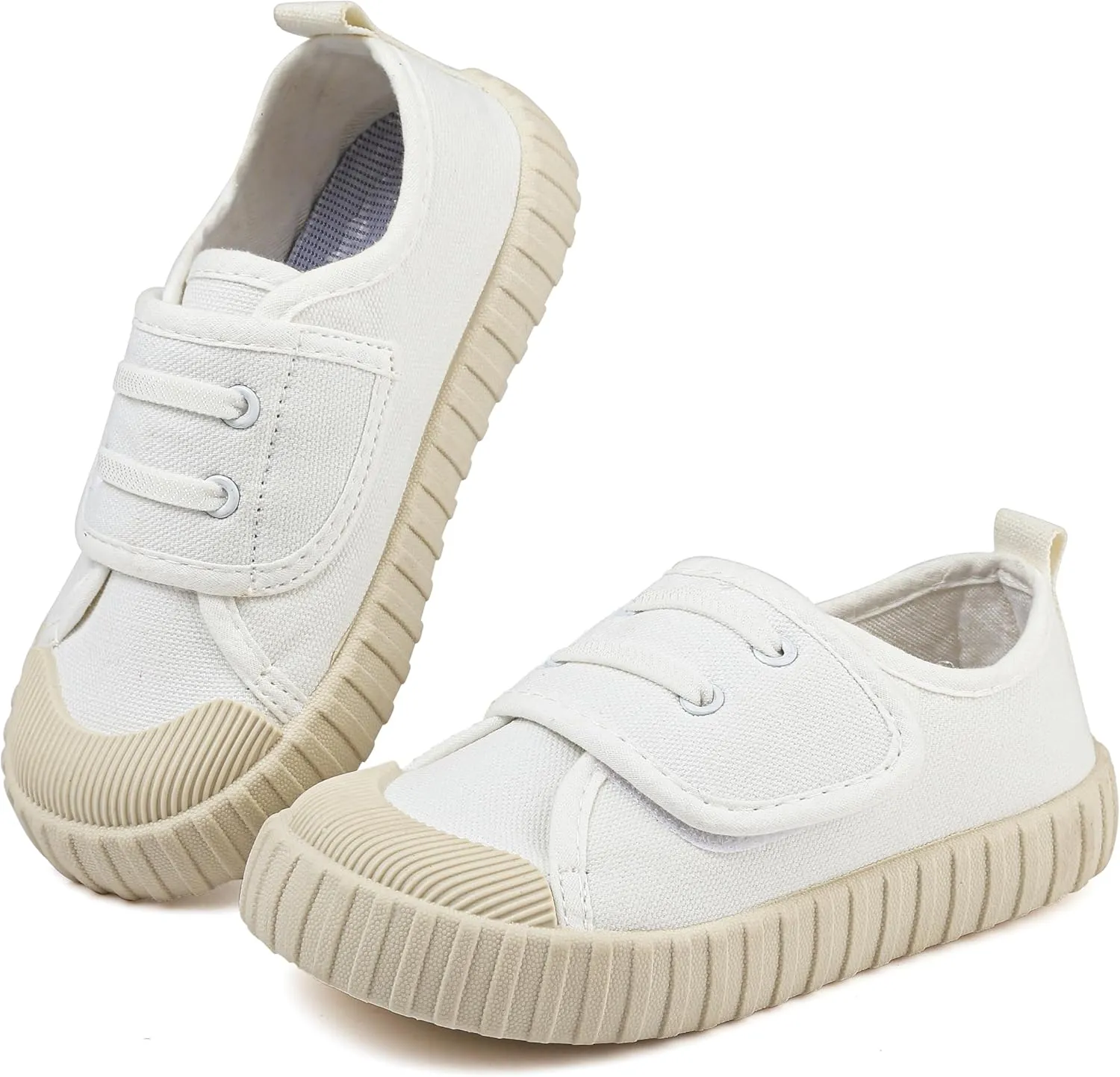 Boy's Girl's Toddlers Canvas Shoes Slip-On Lightweight Kids Sneakers Hook and Loops Casual Skin-Friendly Walking Running Shoes with Multicolor Sole (Toddler/Little Kids)