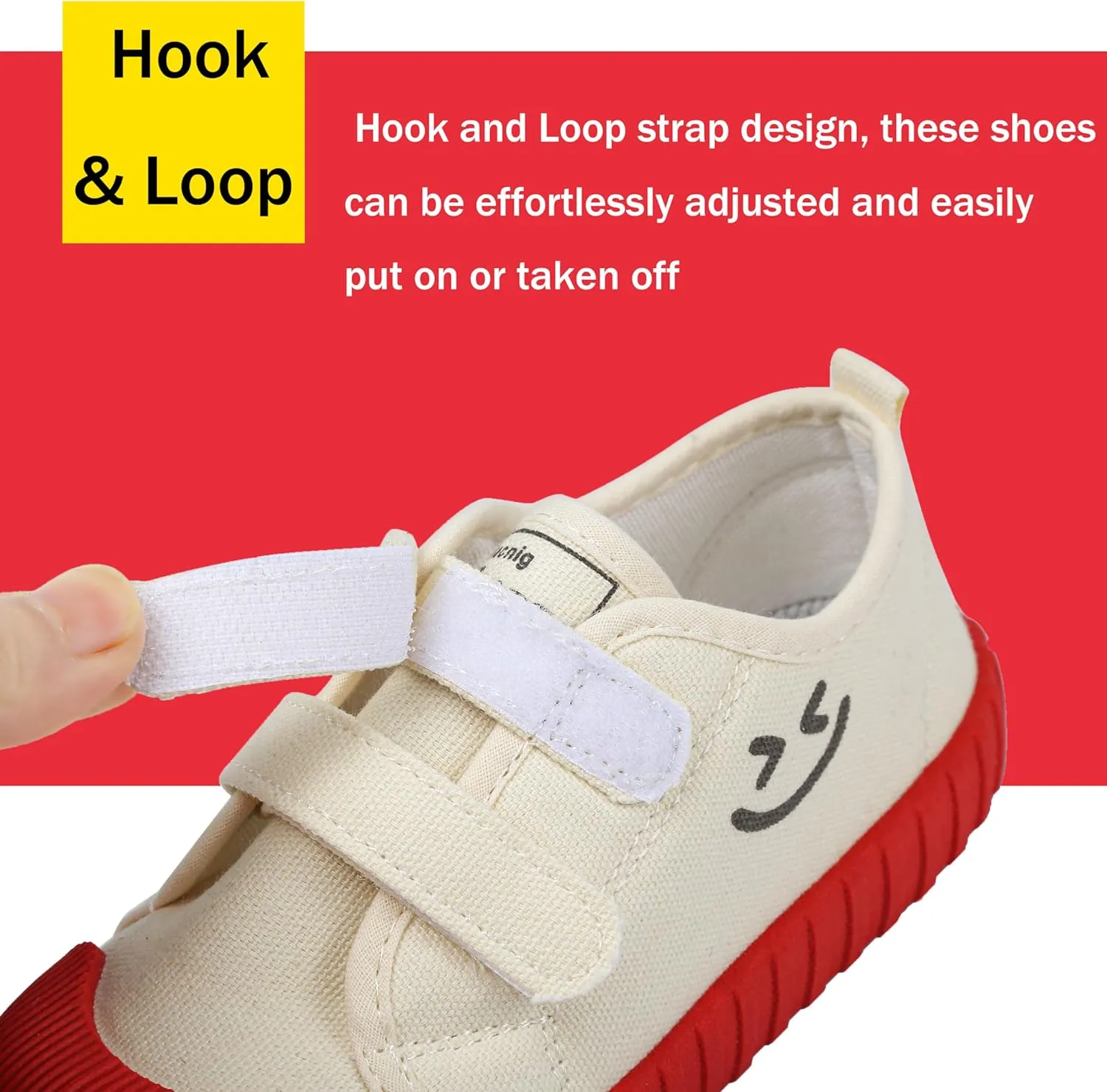 Boy's Girl's Toddlers Canvas Shoes Slip-On Lightweight Kids Sneakers Hook and Loops Casual Skin-Friendly Walking Running Shoes with Multicolor Sole (Toddler/Little Kids)