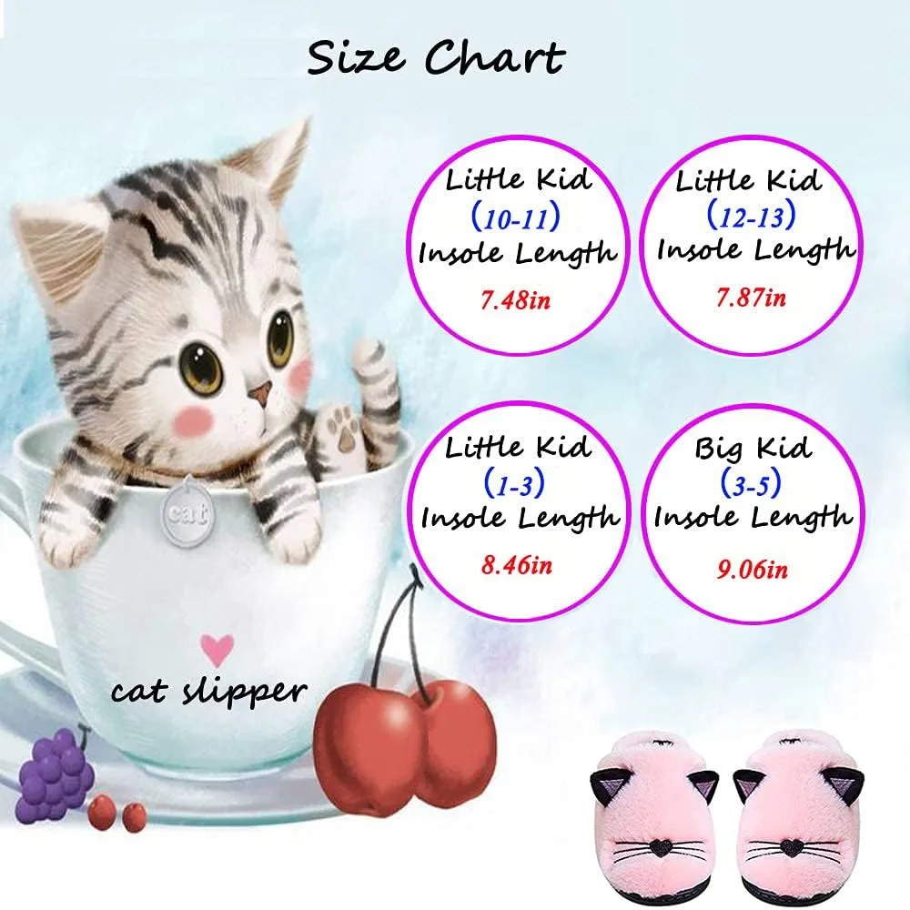 Boys Girls Warm Slippers Kids Family Cute Cat Household Anti-Slip Indoor Home Slippers