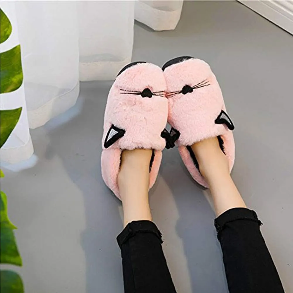 Boys Girls Warm Slippers Kids Family Cute Cat Household Anti-Slip Indoor Home Slippers
