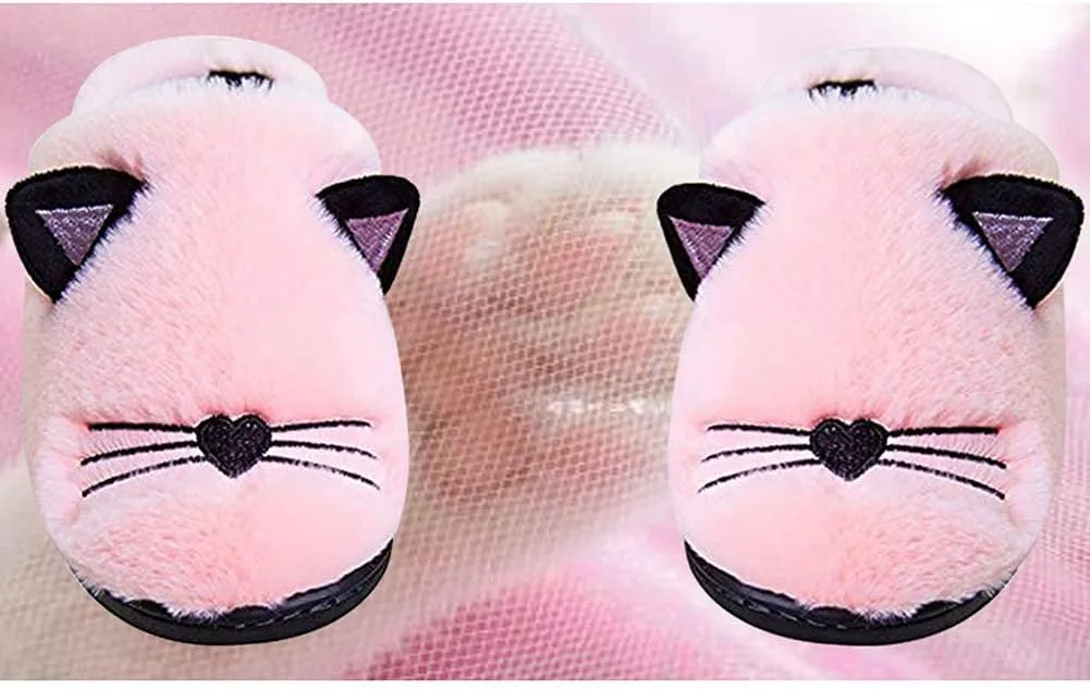 Boys Girls Warm Slippers Kids Family Cute Cat Household Anti-Slip Indoor Home Slippers