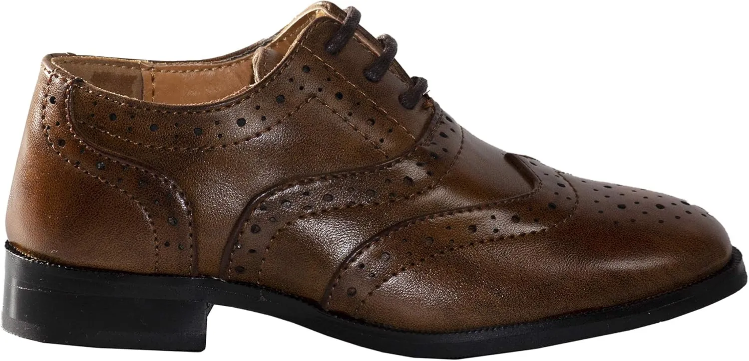 Boys Oxford Pattern Lace Up Formal Dress Shoes for Kids