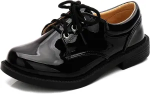 Boys Shiny Tuxedo Shoes Kids Patent Leather Dress Oxford Shoes