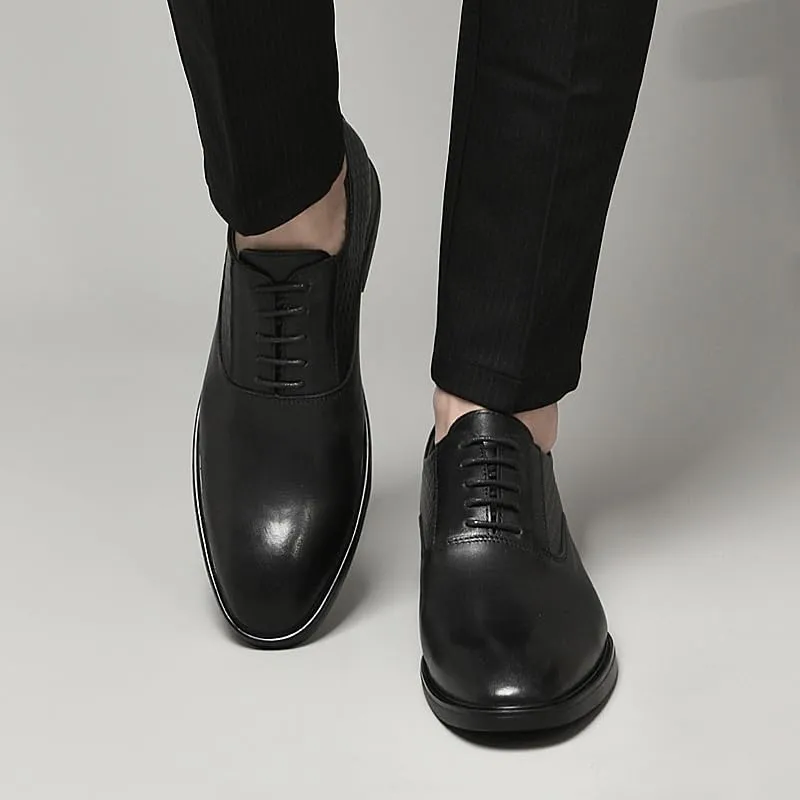 British Style Comfortable Casual Leather Shoes Classic Pure Color Lace-up Oxfords Men's Soft-Soled Formal Wedding Shoes