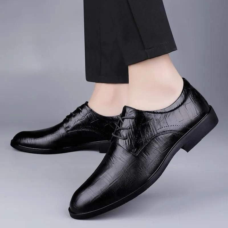 British Style Height Increase Leather Shoes Men's Fashionable Wedding Tuxedo Shoes Modern Classic Lace-up Oxford