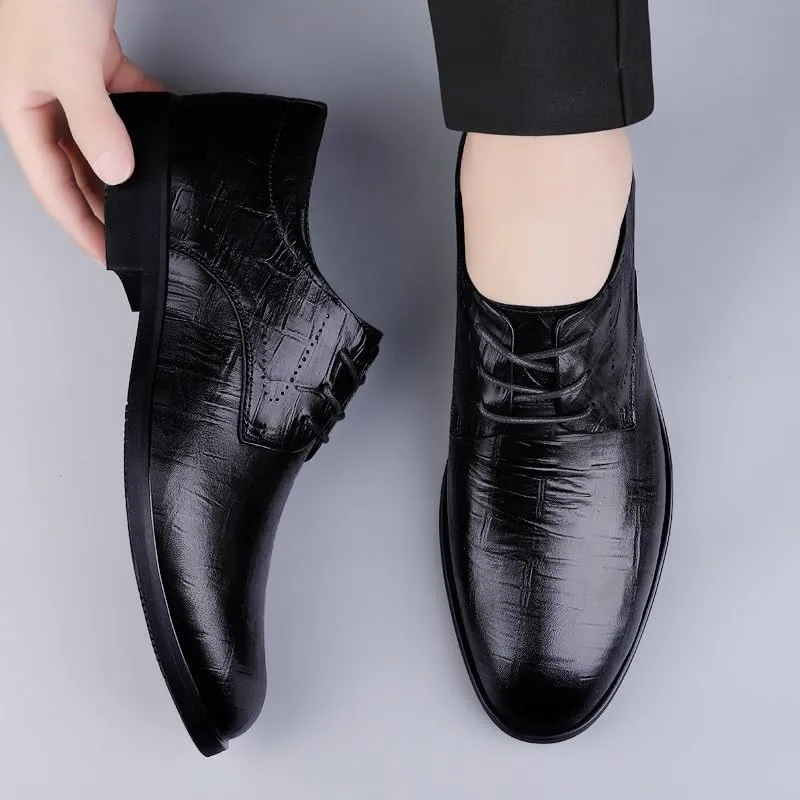 British Style Height Increase Leather Shoes Men's Fashionable Wedding Tuxedo Shoes Modern Classic Lace-up Oxford