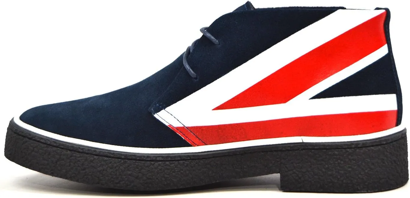 British Walkers Men's Playboy High top Chukka Boot Union Jack Red/White/Blue