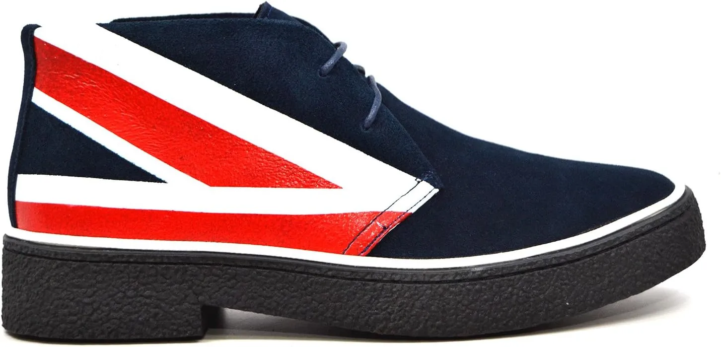 British Walkers Men's Playboy High top Chukka Boot Union Jack Red/White/Blue