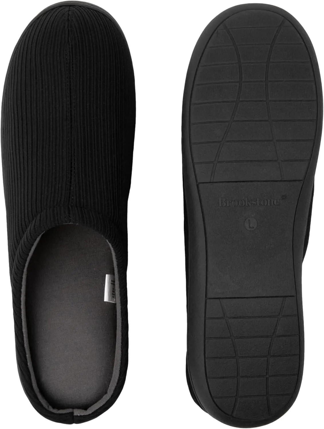 Brookstone Classic Comfort Memory Foam Men's Indoor Slippers - Warm & Comfortable, Soft Plush Lining, Non-Slip Sole