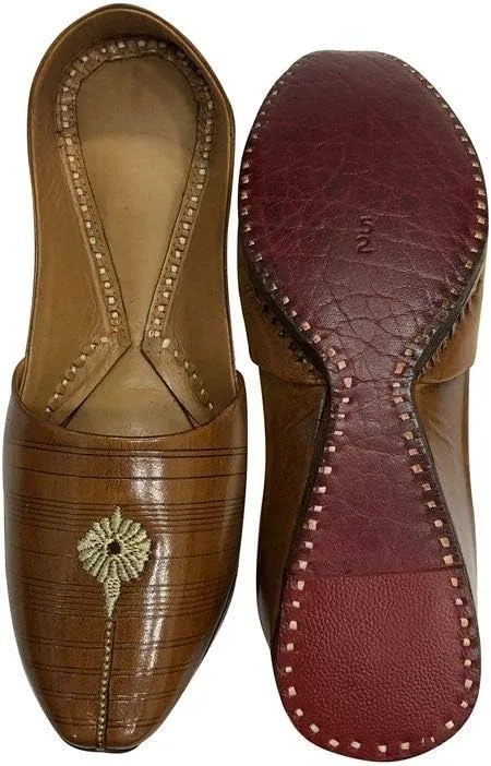 Brown Jutti for Men's Mens Brown Mojari Indian Shoes Handmade Shoes Khussa Shoes Ethnic Shoes