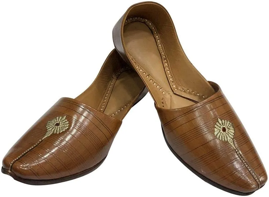 Brown Jutti for Men's Mens Brown Mojari Indian Shoes Handmade Shoes Khussa Shoes Ethnic Shoes