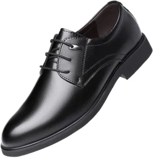 Business Oxford Shoes for Men Dress Shoes for Mens Lace Up Pointed Toe Formal Shoes Cowhide Slip Resistant Block Heel Non Slip Business Classic Lace-up Formal Tuxedo Shoes