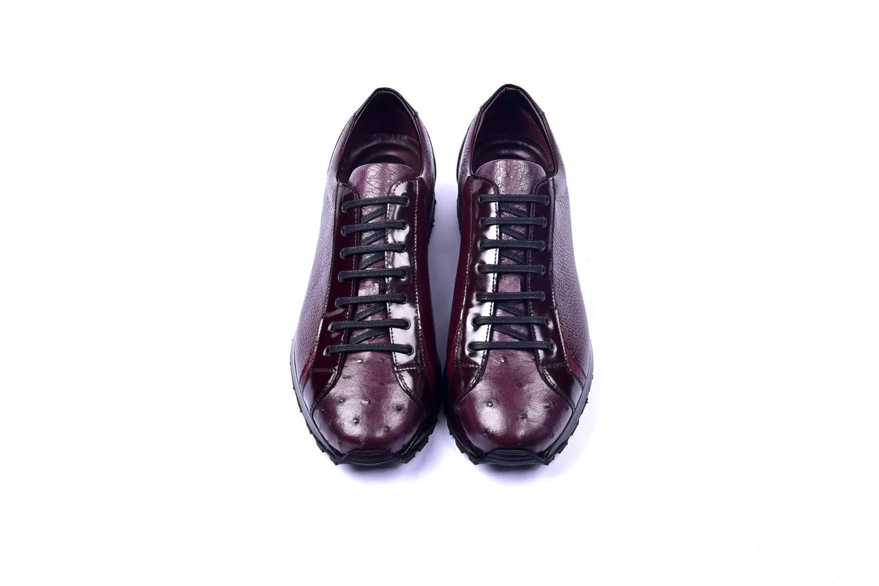 C0013041-5581 Genuine Ostrich Fashion Sneaker- Burgundy