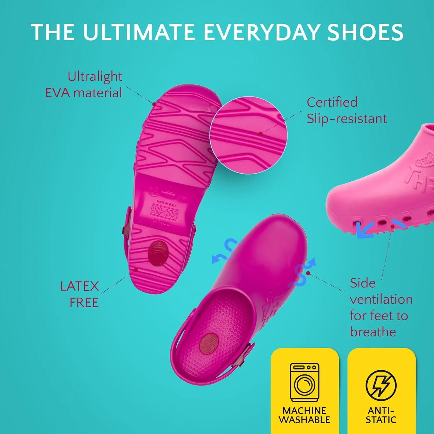 CALZURO Lights - Lightweight Work Clogs - Non Slip Work Shoes for Men and Women - Slip Resistant Kitchen Shoes, Garden and Nursing Clogs -