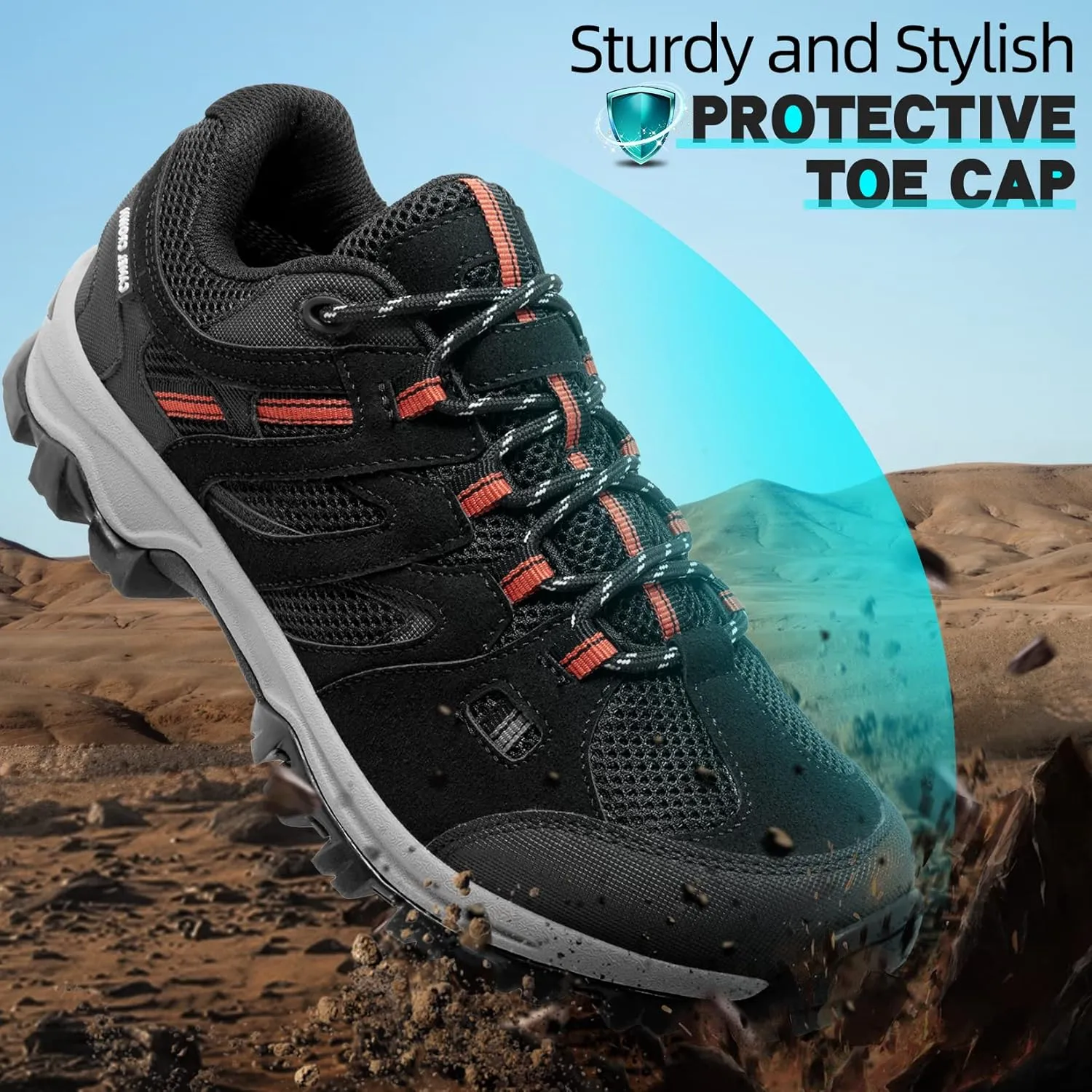 CAMELSPORTS Men’s Hiking Shoes Low Top Walking Hiking Shoes for Men Outdoor Ankle Support Breathable Trekking Trails Shoes Hiking Sneakers Mens