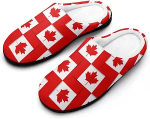 Canadian Flag Leaf Men's Cotton Slippers Casual House Shoes Soft Comfy Slip Indoor Outdoor Winter