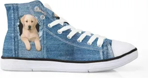 Canvas Shoes for Women High Top Canvas Sneakers Teens Girls Novelty Animal Print Sports Shoes Lightweight Lace ups Casual Walking Shoes