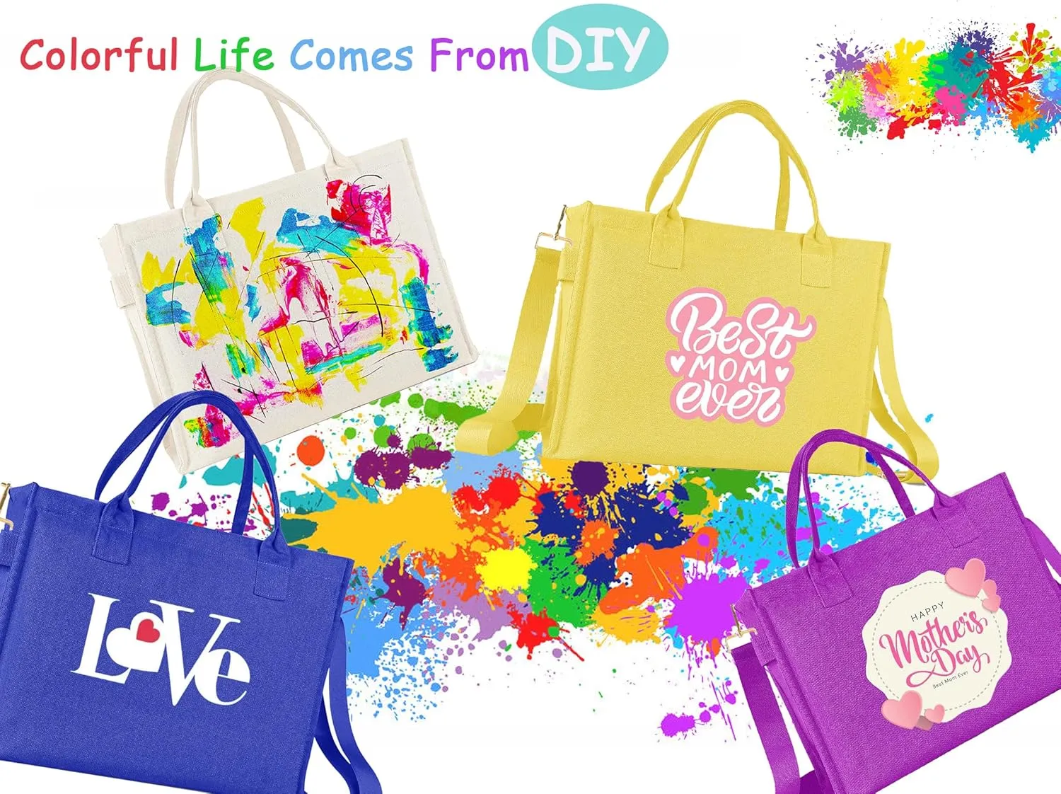 Canvas Tote Bag for Women, Large Laptop Crossbody Bag Travel Tote Handbag Everything Bag with Zip Simple Bag