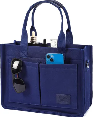 Canvas Tote Bag for Women, Large Laptop Travel Tote Handbag Totes with Crossbody Shoulder Teachers Reusable Grocery Bags